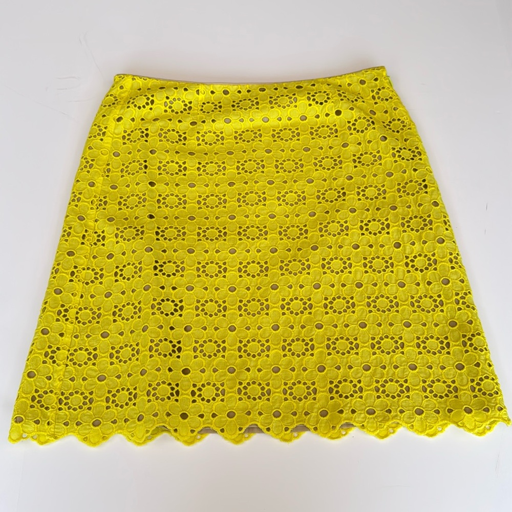 J Crew Collection chartreuse eyelet cotton skirt. Size 4